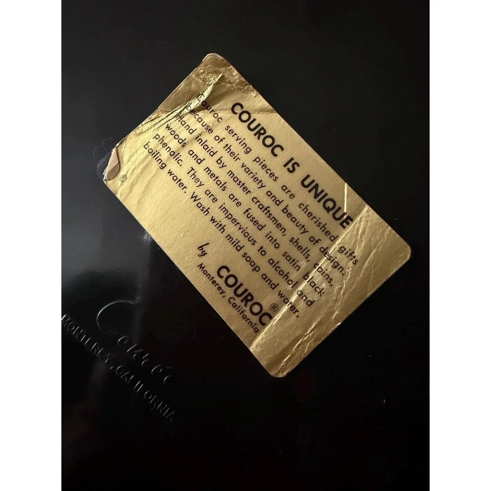 Vintage Couroc of Monterey MCM Black CARROLL'S TEA ROOM Tray‎ Charlottesville VA
